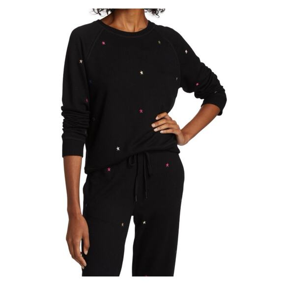 Rails Jet Black Star Embroidered Theo Sweater Sz.M NWT
